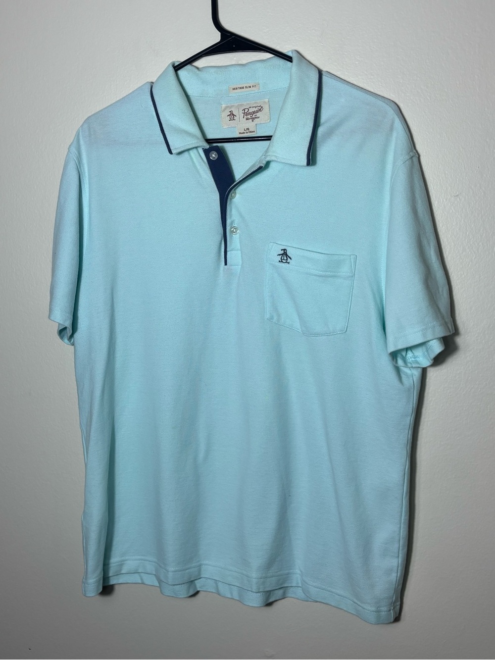 Original Penguin By Munsingwear Slim Fit Heritage Mens Blue Polo Large